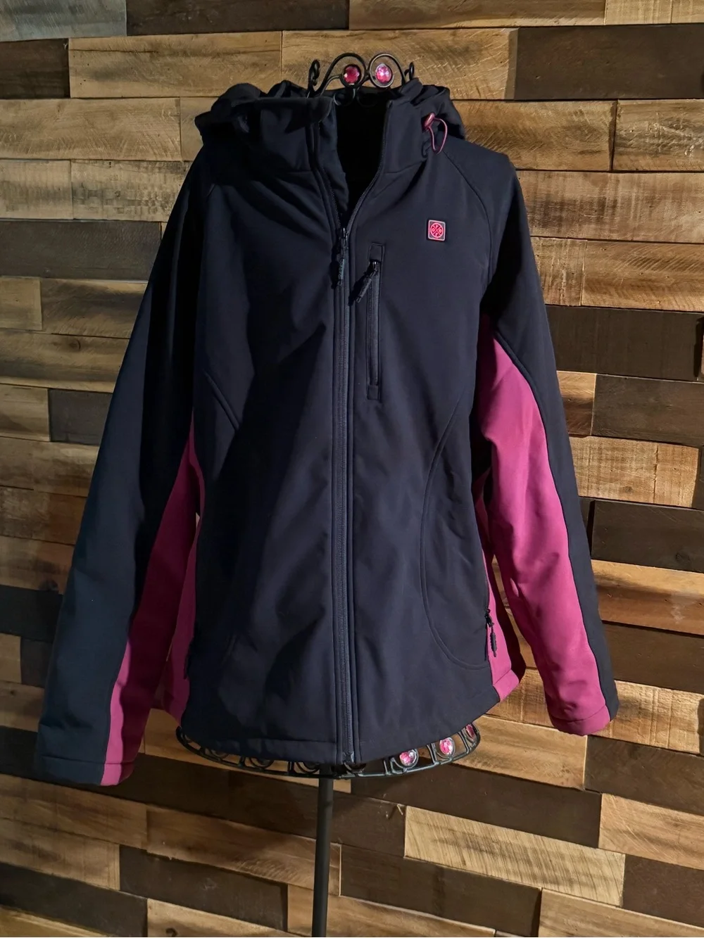 Ororo Womes classic heated jacket softshell black/purple Sz XXL detachable hood